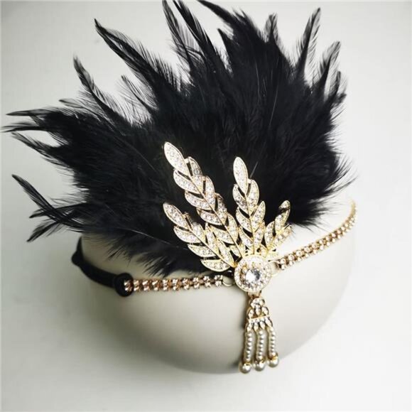 Accessories - Flapper Headpiece Roaring 20s Gold Black